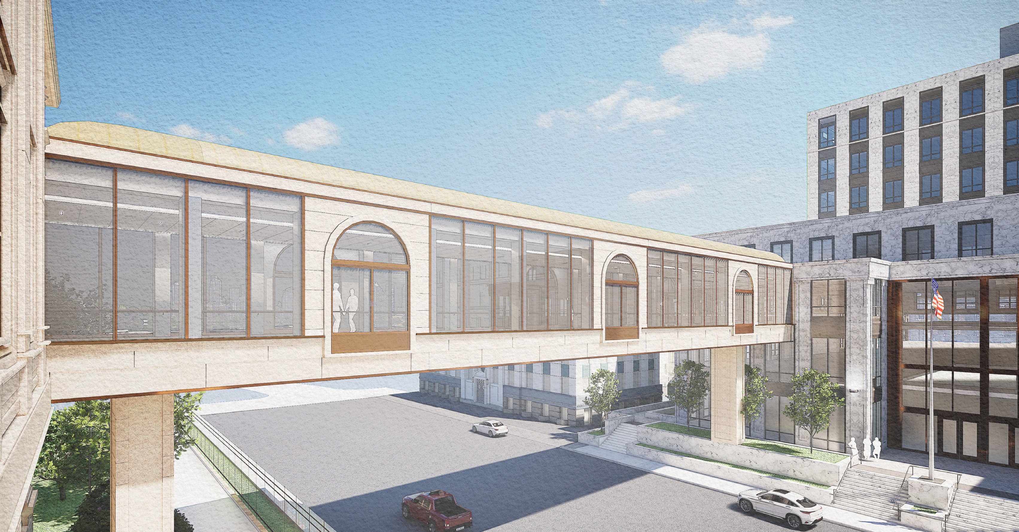 Pedestrian bridge exterior rendering